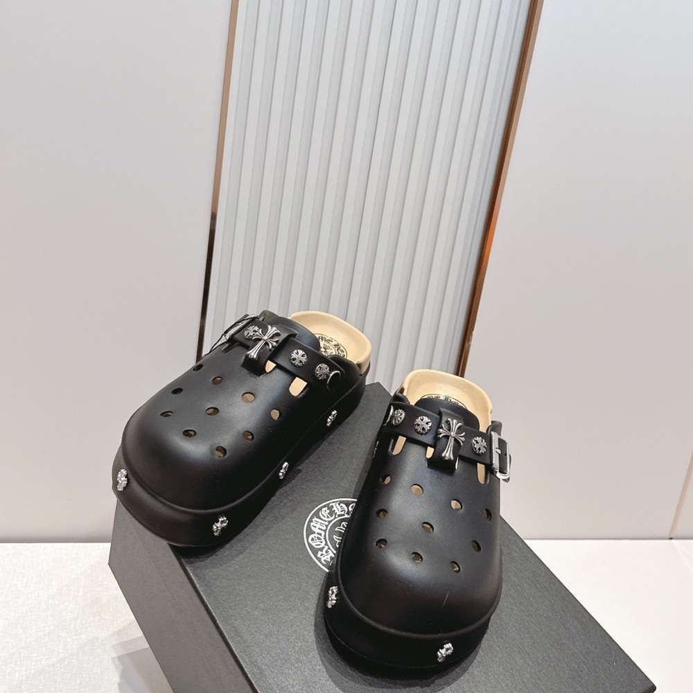 Chrome Hearts Black Embellished Platform Clog Slides - Picture 4 of 9